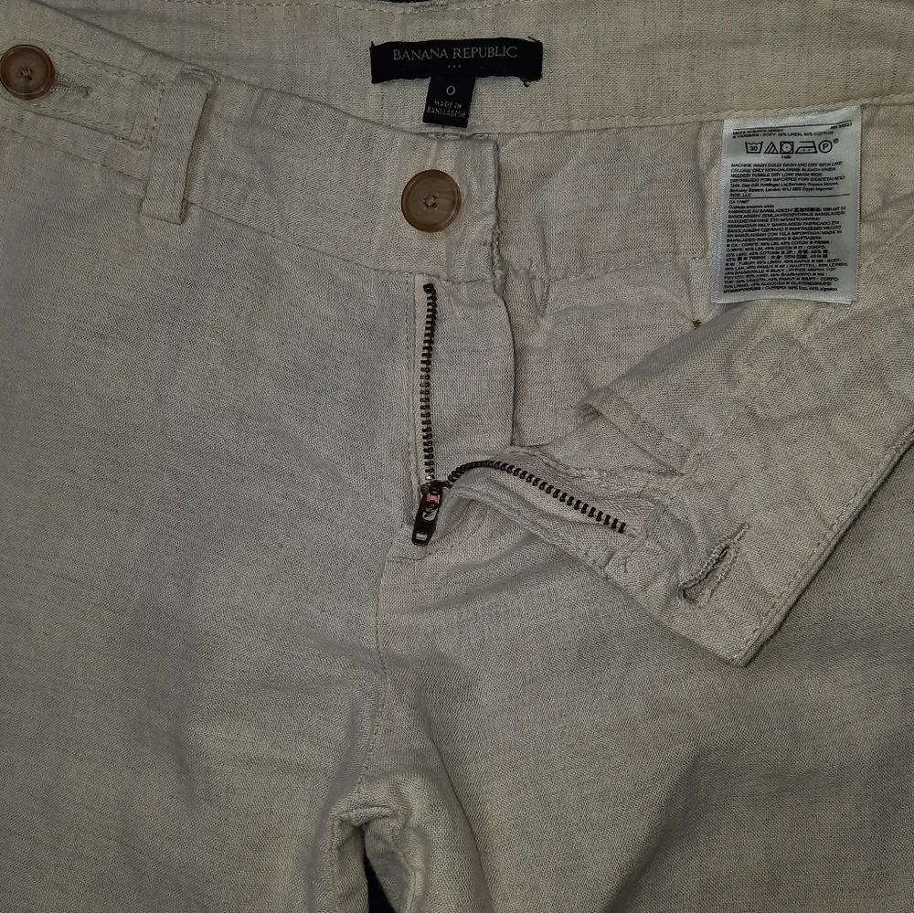 Banana Republic Linen/Cotton Cuff Crop Trouser Pant SZ 0